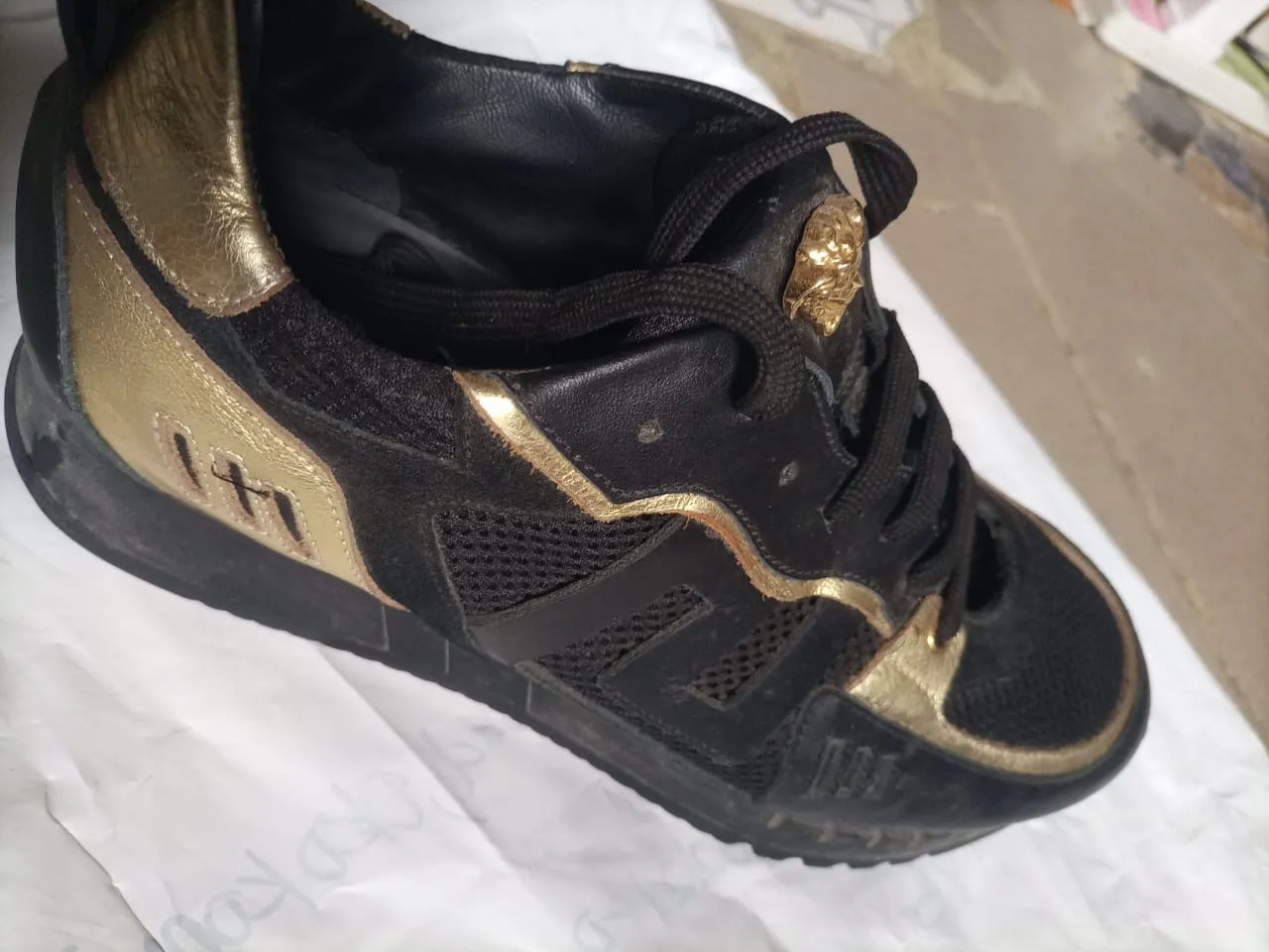 Original Versus Versace High-Top Sneakers – Black & Gold