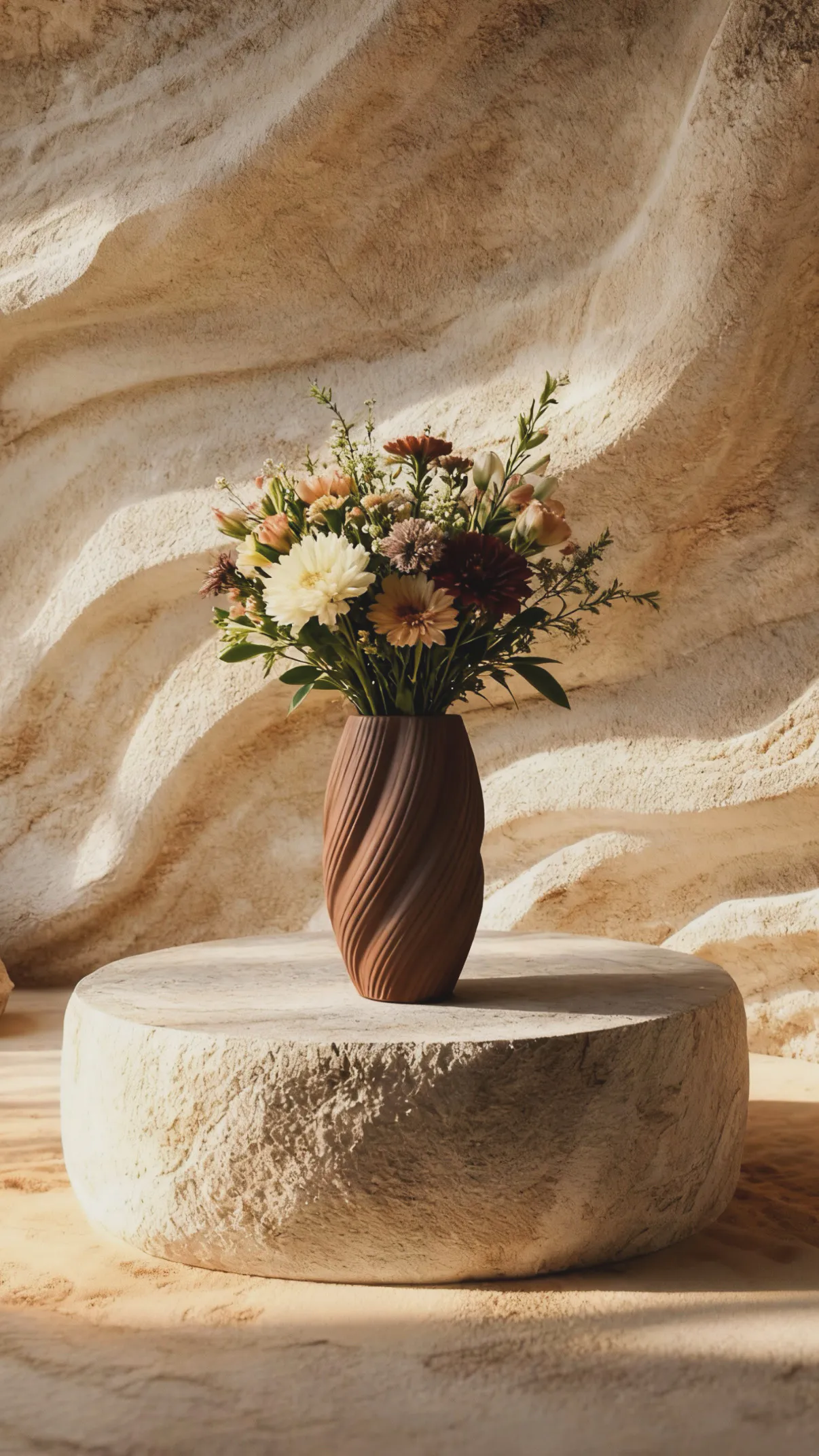 Textured brown vase