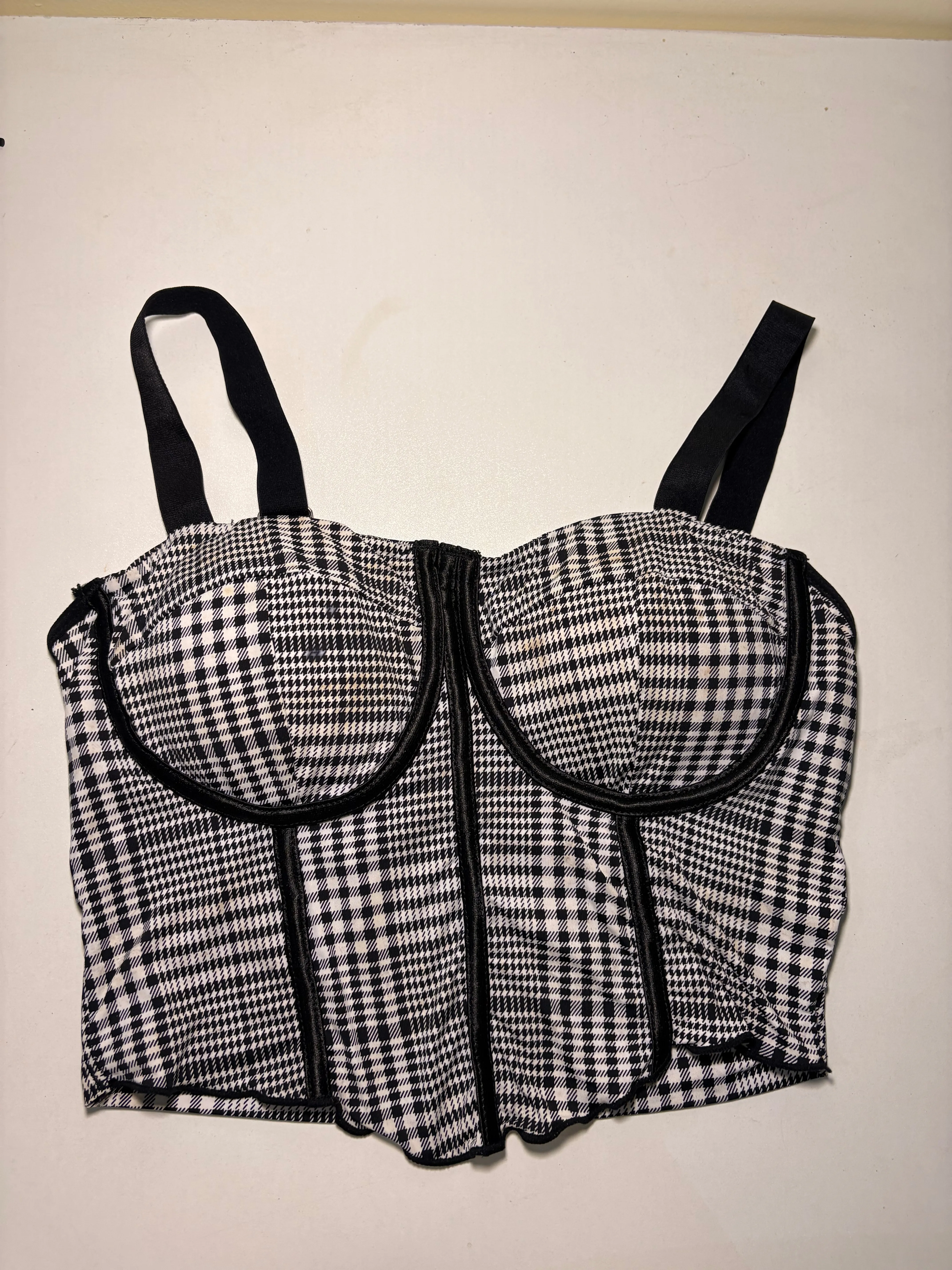 Black and white bustier crop top