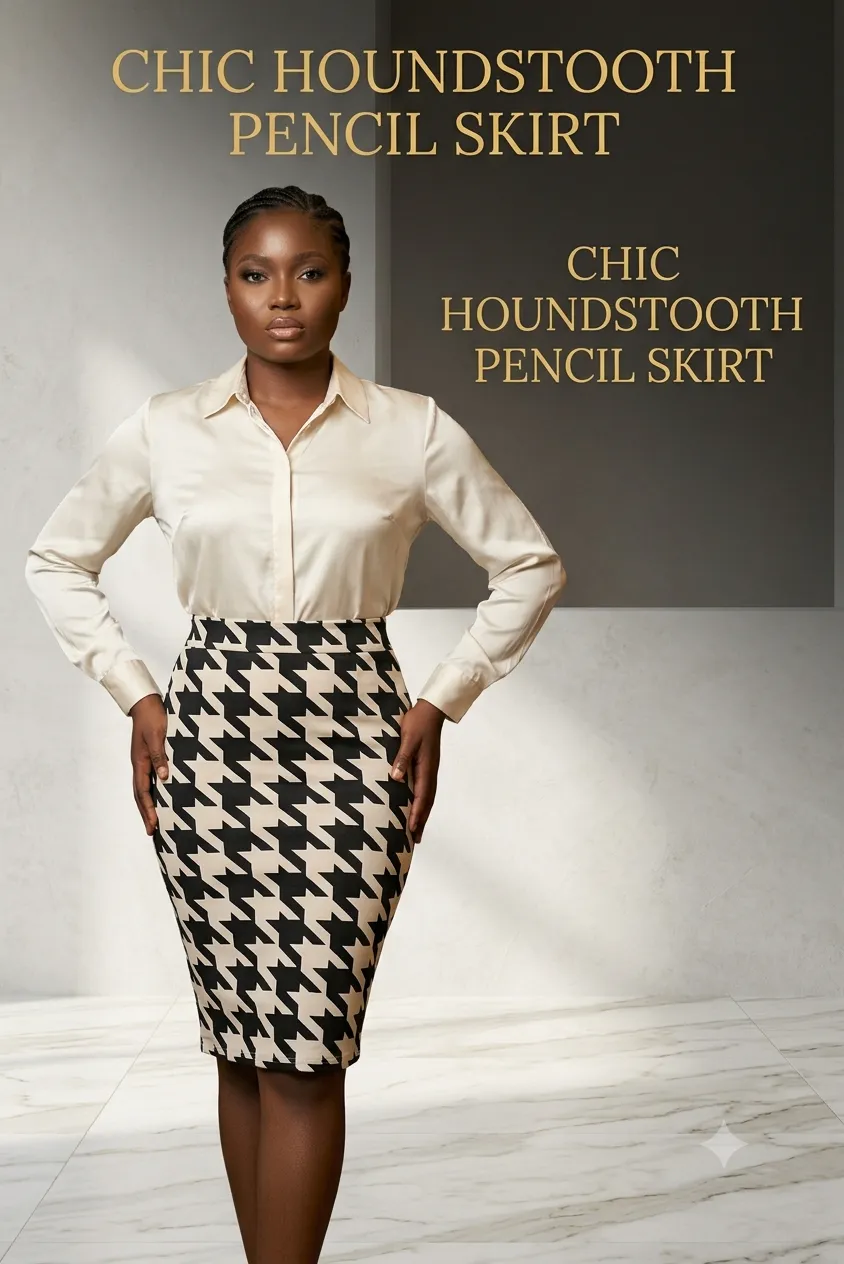 Black and white striped pencil skirt
