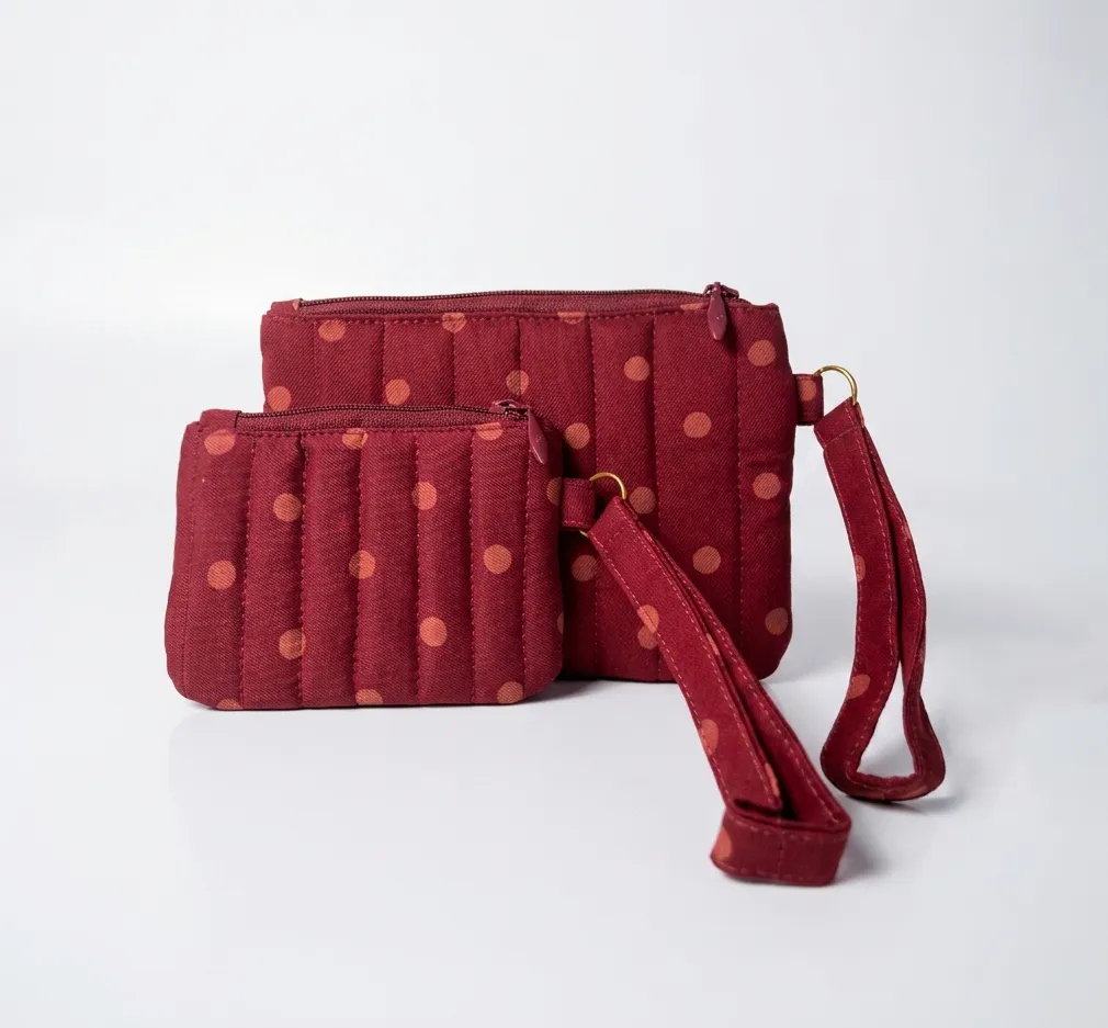 Cherry Dots Quilted Wristlet in Medium