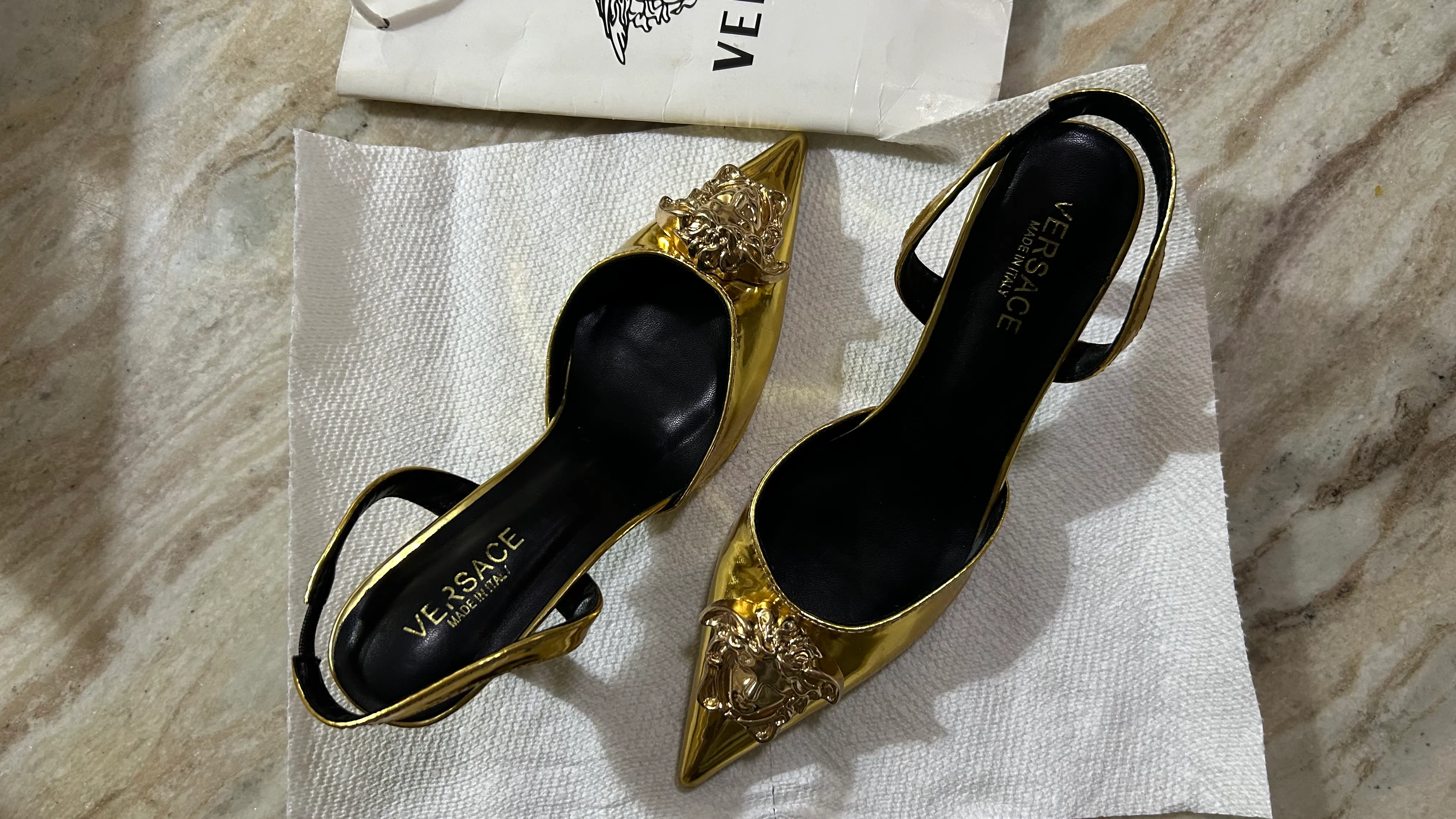 Versace Medusa Gold heels