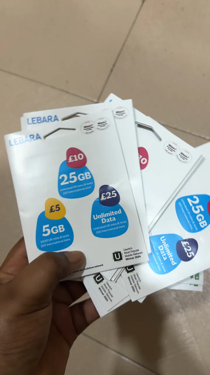 Uk SIM card with £5 credit 